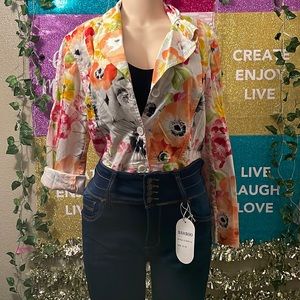 blazer jacket coldwater creek floral print